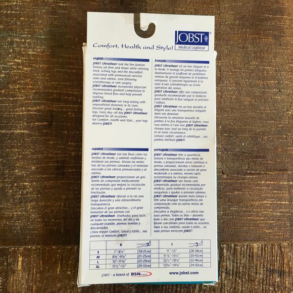 Jobst Beige Firm Compression Knee High Sock S Small  20-30 mmHg Ultra Sheer NEW - Picture 2 of 5